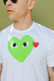 COMME des GARÇONS PLAY GREEN HEART/ SMALL RED HEART TEE