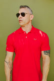 COMME des GARÇONS PLAY RED HEART ON RED POLO