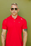 COMME des GARÇONS PLAY RED HEART ON RED POLO