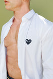 COMME des GARÇONS PLAY WHITE DRESS SHIRT WITH BLACK HEART