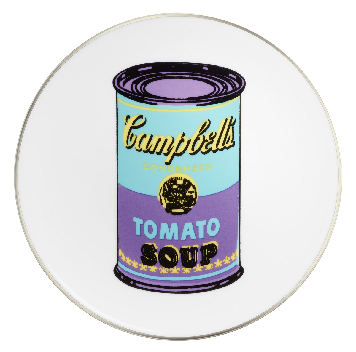 ANDY WARHOL LARGE PORCELAIN PLATE - CAMPBELL- TURQUOISE/PURPLE