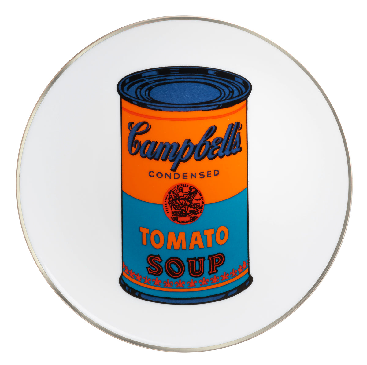 ANDY WARHOL PORCELAIN PLATE -  CAMPBELL - ORANGE/BLUE