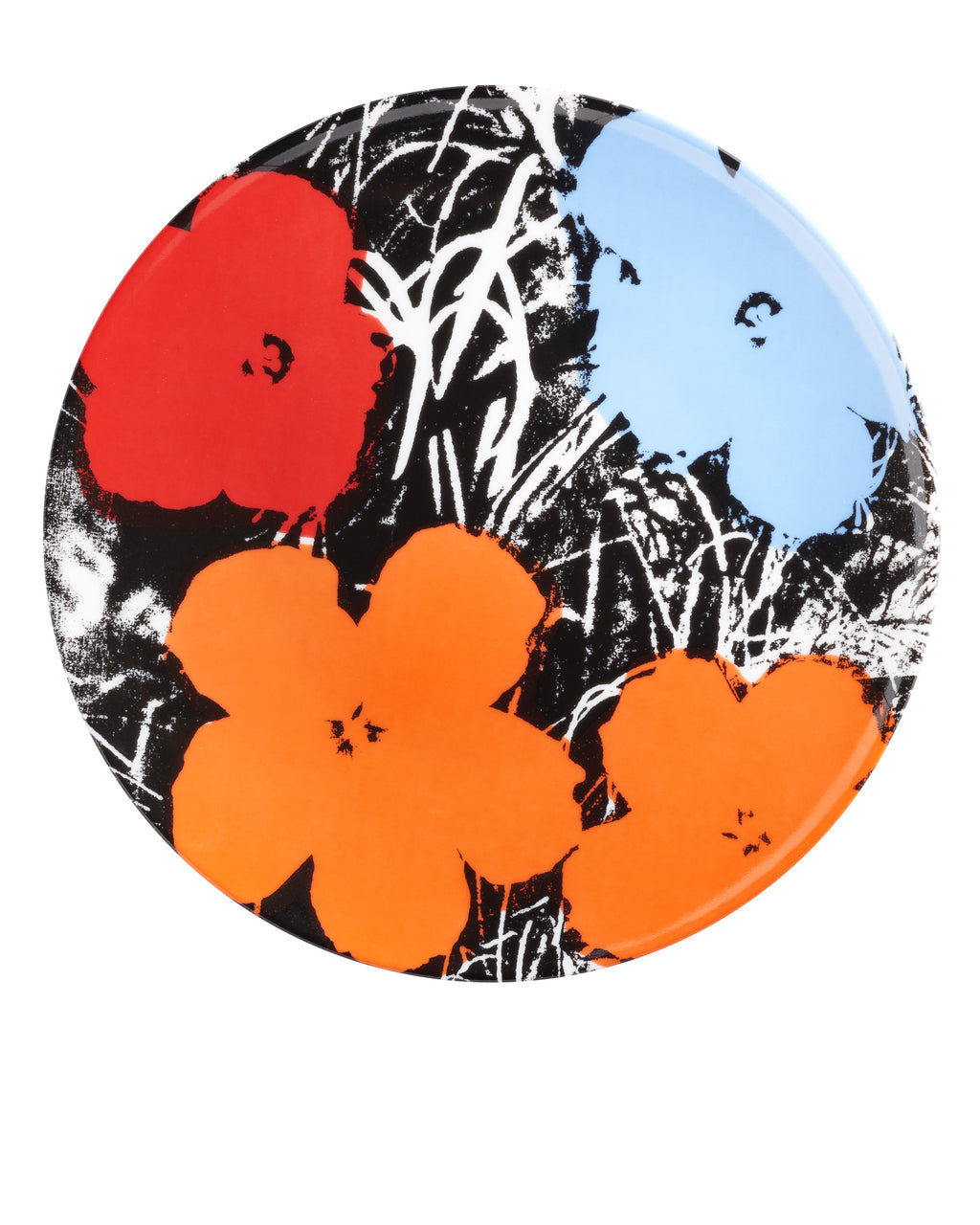 ANDY WARHOL PORCELAIN PLATE - FLOWERS - Blue / Orange / Red