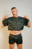 LUDOVIC DE SAINT SERNIN BLACK TAFFETAS CROP TOP