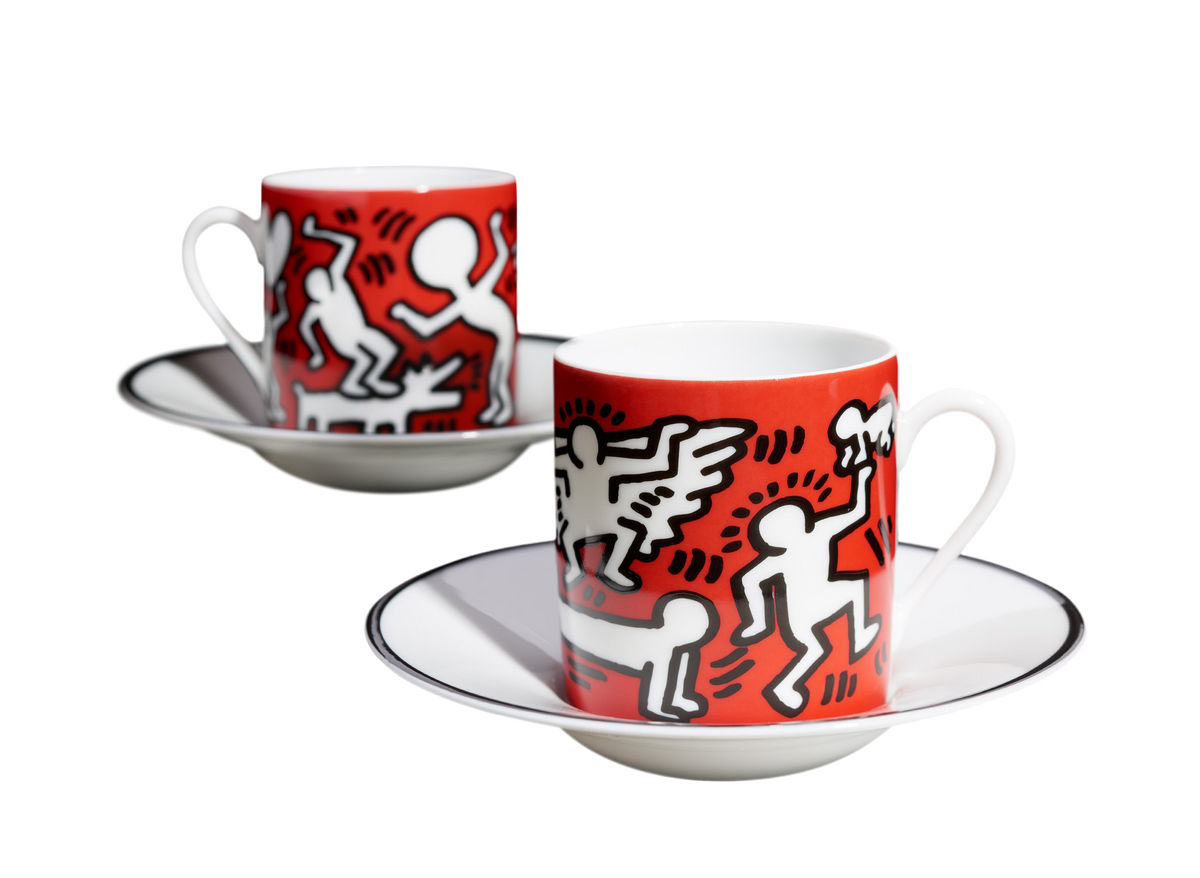 Keith Haring Porcelain Espresso Set - White on Red