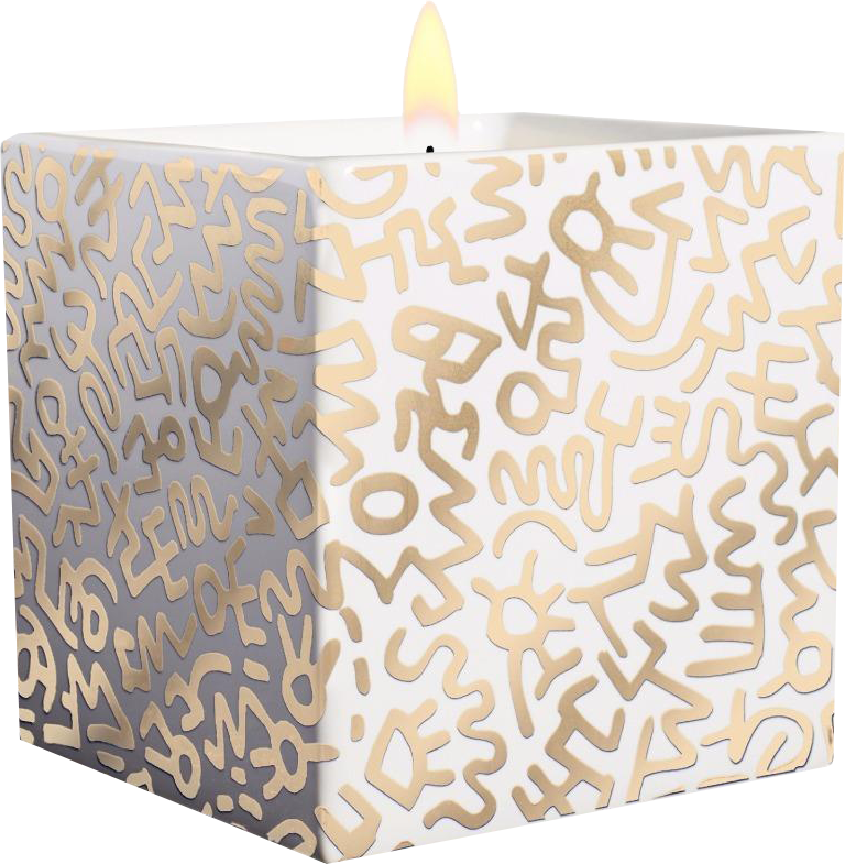 Keith Haring Square Gold Pattern Candle