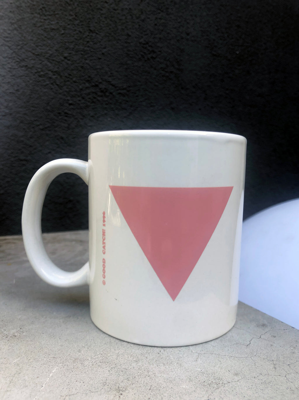 Pink triangle mug in white