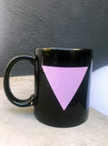 Pink triangle mug in black