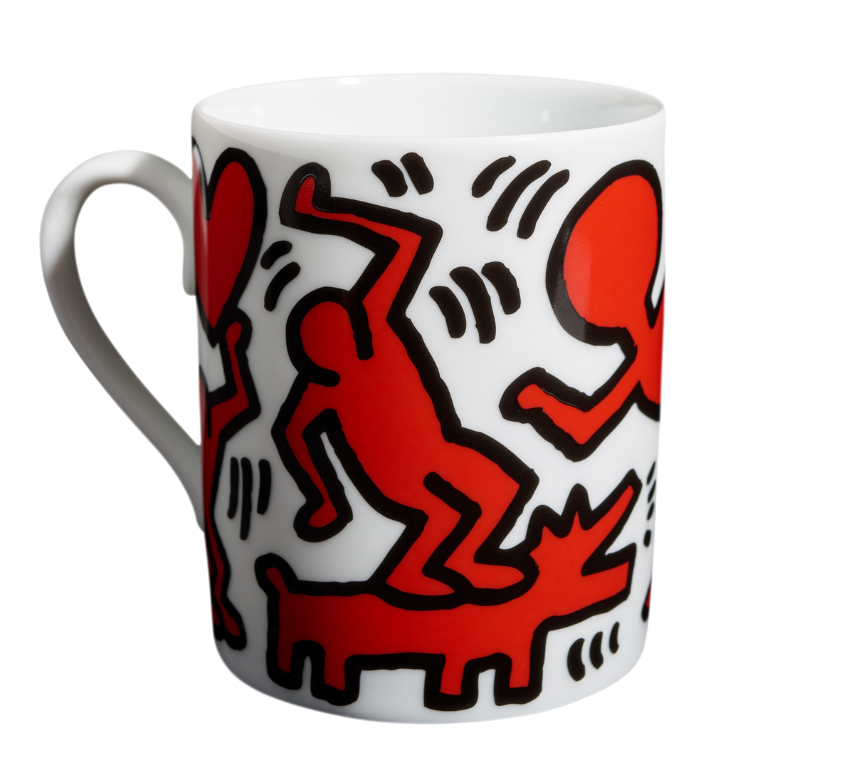 KEITH HARING PORCELAIN MUG "RED ON WHITE"