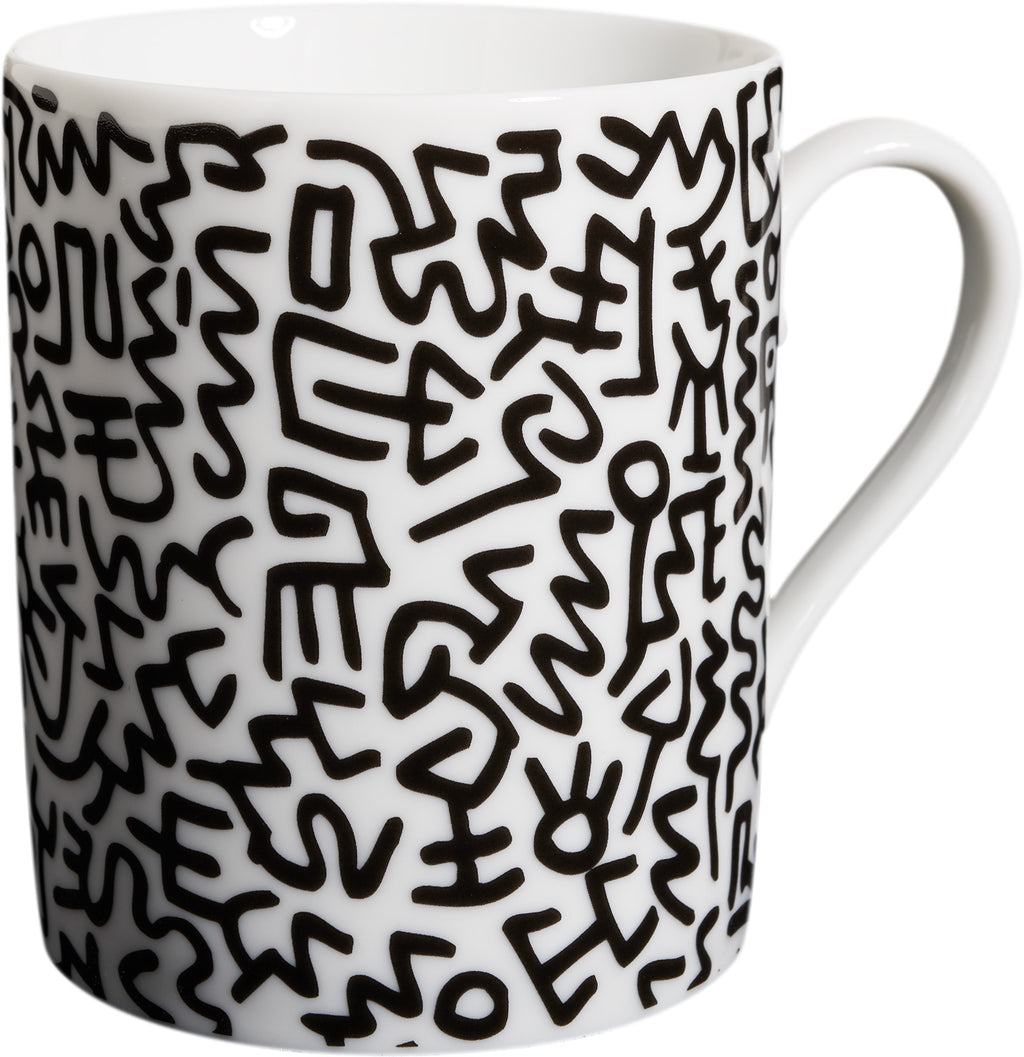 KEITH HARING PORCELAIN MUG BLACK PATTERN