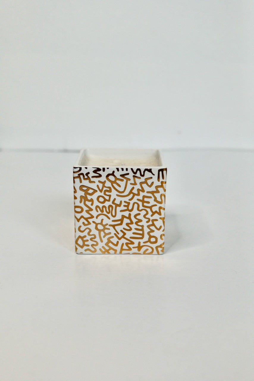 Keith Haring Square Gold Pattern Candle