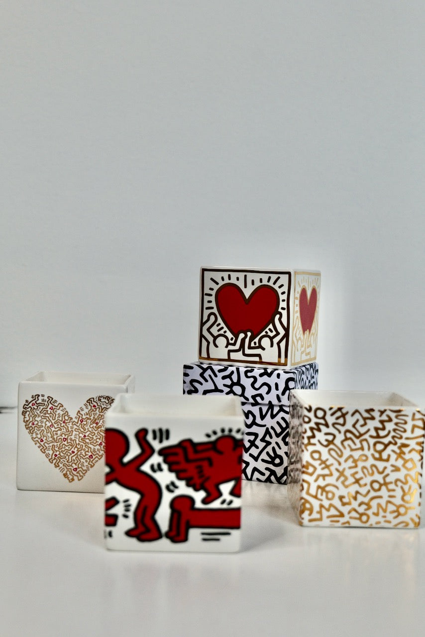 Keith Haring Red Pattern Heart Candle