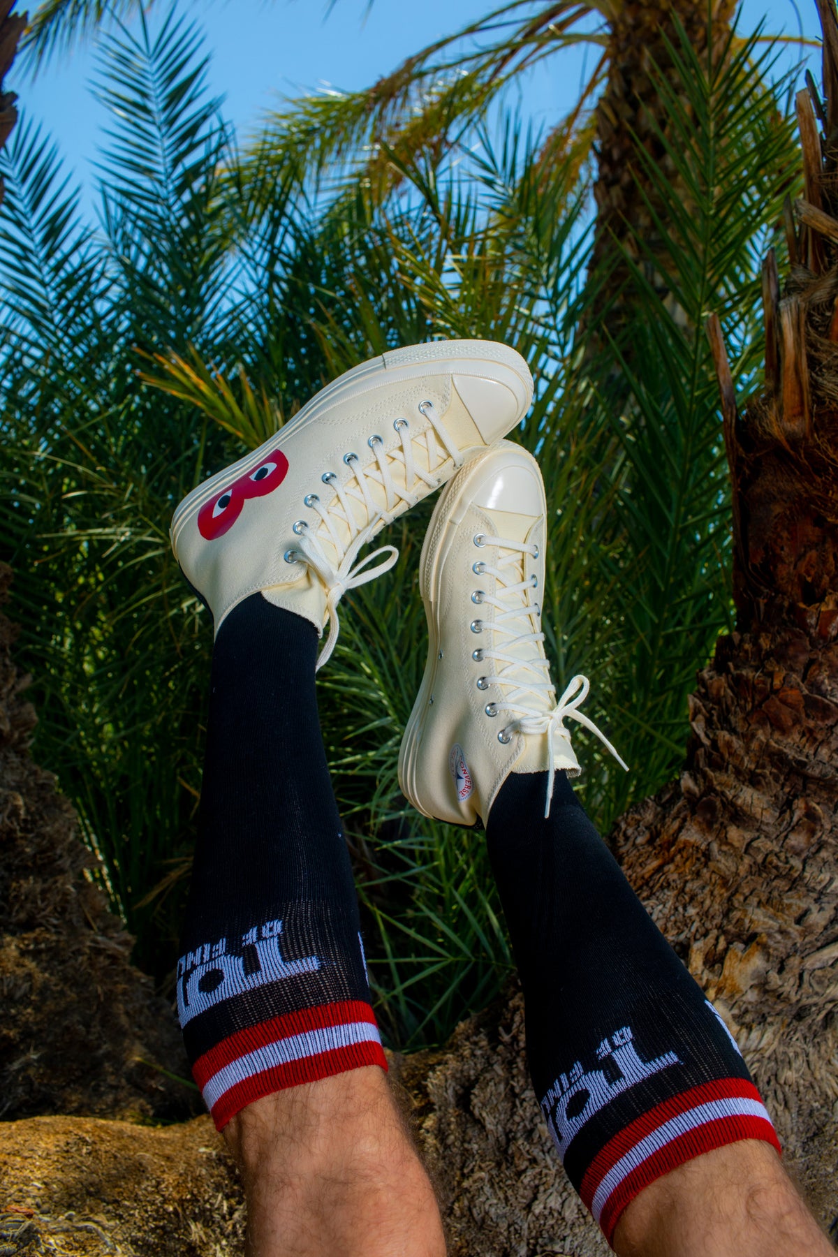 TOM OF FINLAND KNEE HIGH BLACK LOGO SOCKS