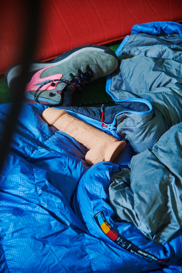 8 Inch Fleshstixxx Moldable Silicone Dildo with Balls - Medium tone