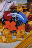 ANDY WARHOL PORCELAIN PLATE - FLOWERS - Blue / Orange / Red