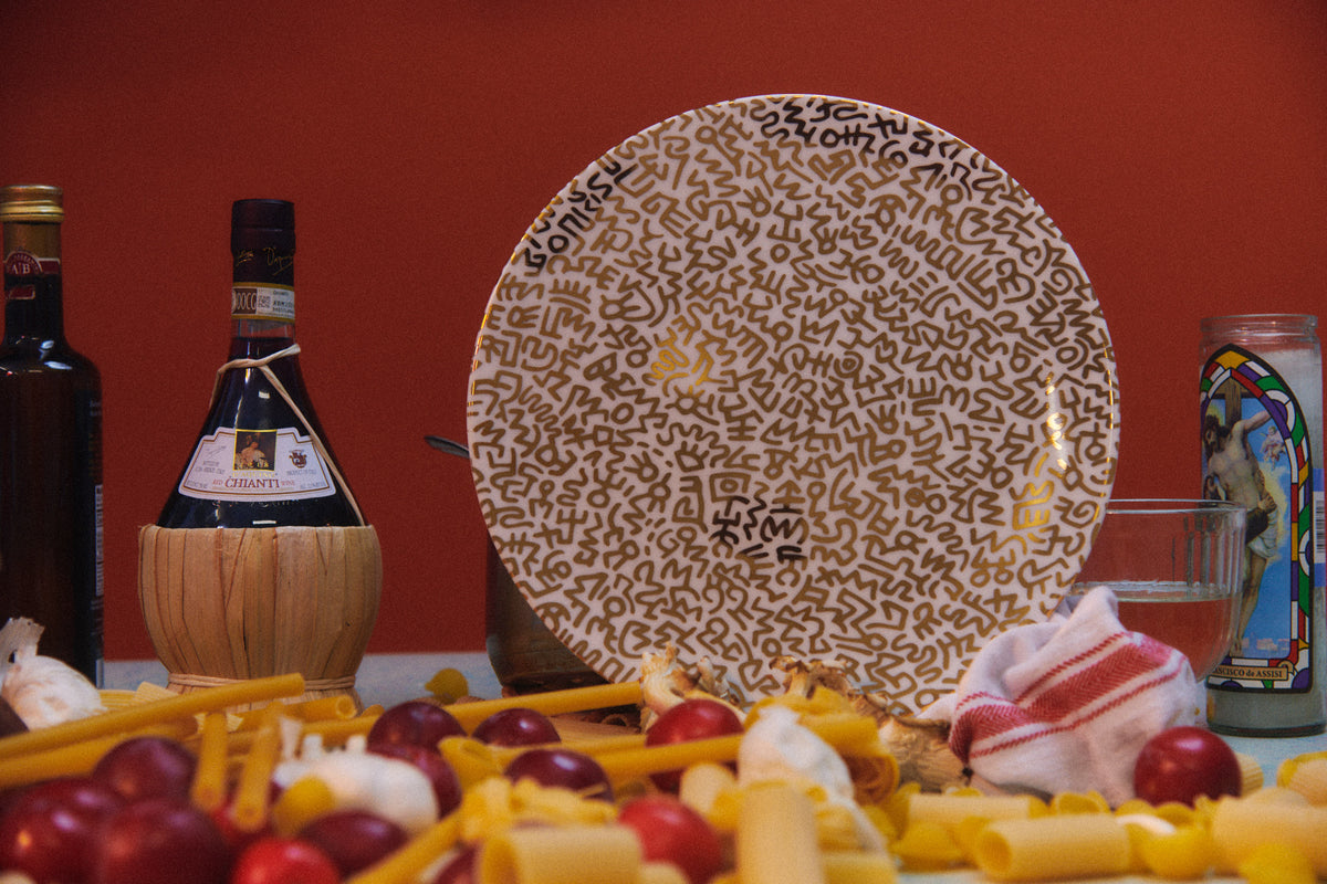 Keith Haring PORCELAIN PLATE GOLD "PATTERN COLLECTION"