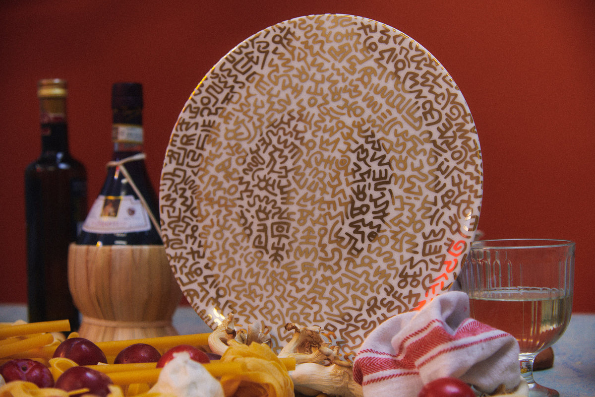Keith Haring PORCELAIN PLATE GOLD "PATTERN COLLECTION"