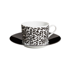 Keith Haring Porcelain tea cup & plate "BLACK PATTERN"