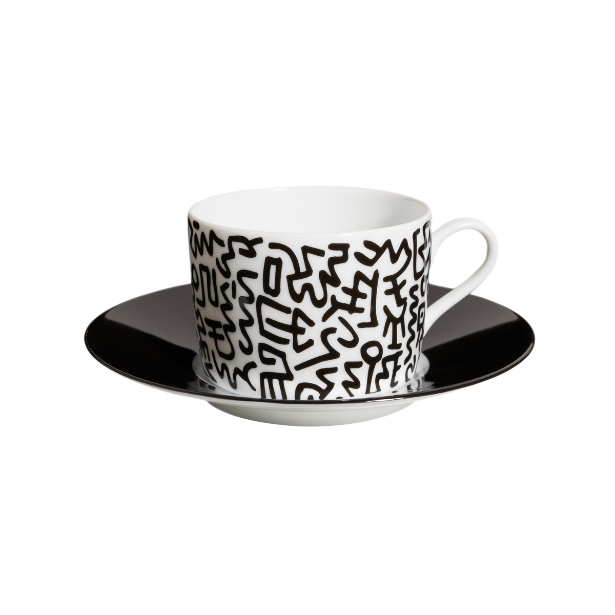 Keith Haring Porcelain tea cup & plate "BLACK PATTERN"