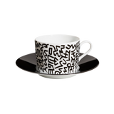 Keith Haring Porcelain tea cup & plate "BLACK PATTERN"