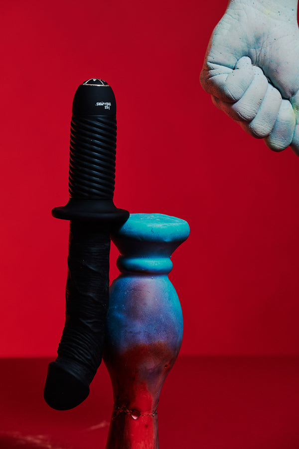 The Large Realistic 10X Silicone Vibrator with Handle