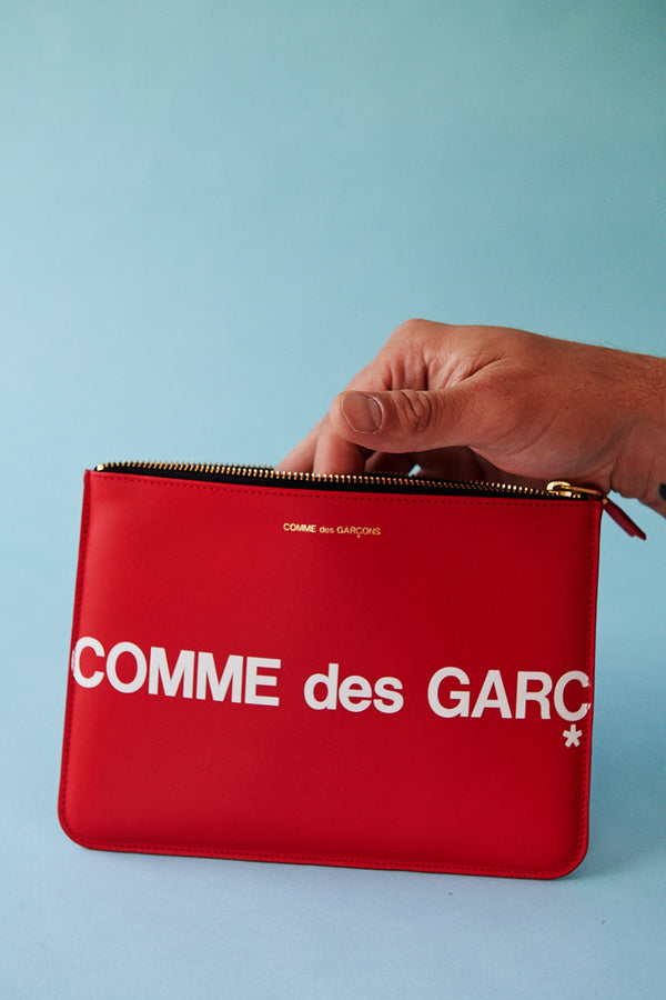 Comme des Garçons Huge Logo Zip Pouch Wallet (Red)
