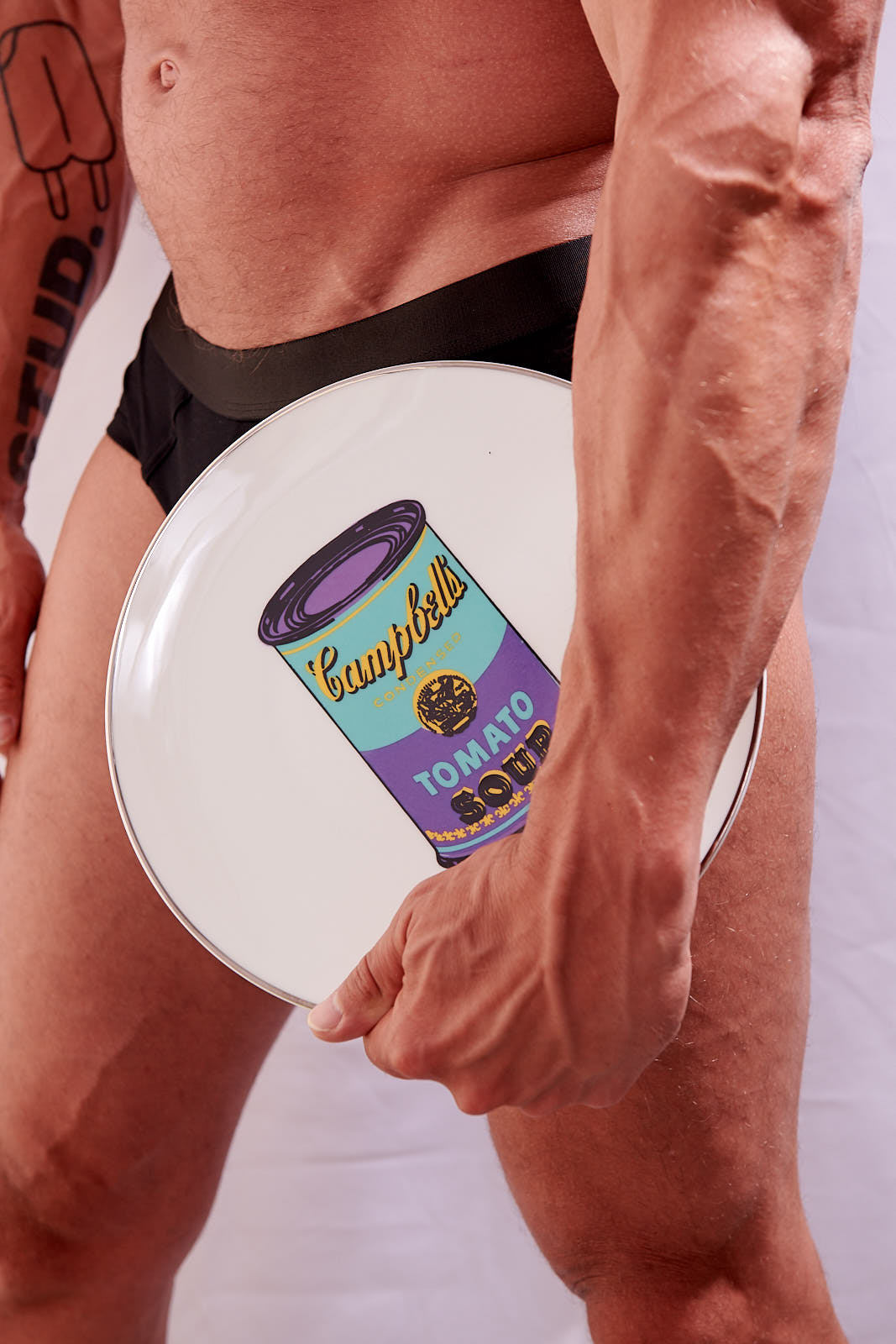 ANDY WARHOL LARGE PORCELAIN PLATE - CAMPBELL- TURQUOISE/PURPLE