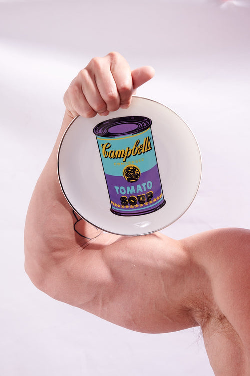 ANDY WARHOL LARGE PORCELAIN PLATE - CAMPBELL- TURQUOISE/PURPLE