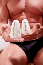 Heroin & Cocaine Salt and Pepper Shakers Third Drawer Down X David Shrigley