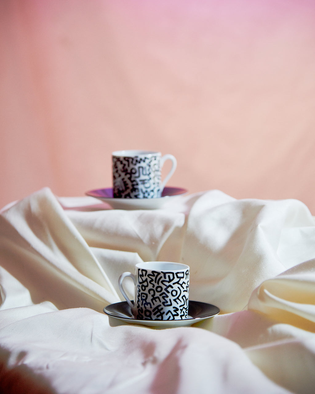 Keith Haring Porcelain Espresso Set Black Pattern