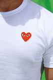 COMME des GARÇONS PLAY RED HEART ON WHITE T-SHIRT