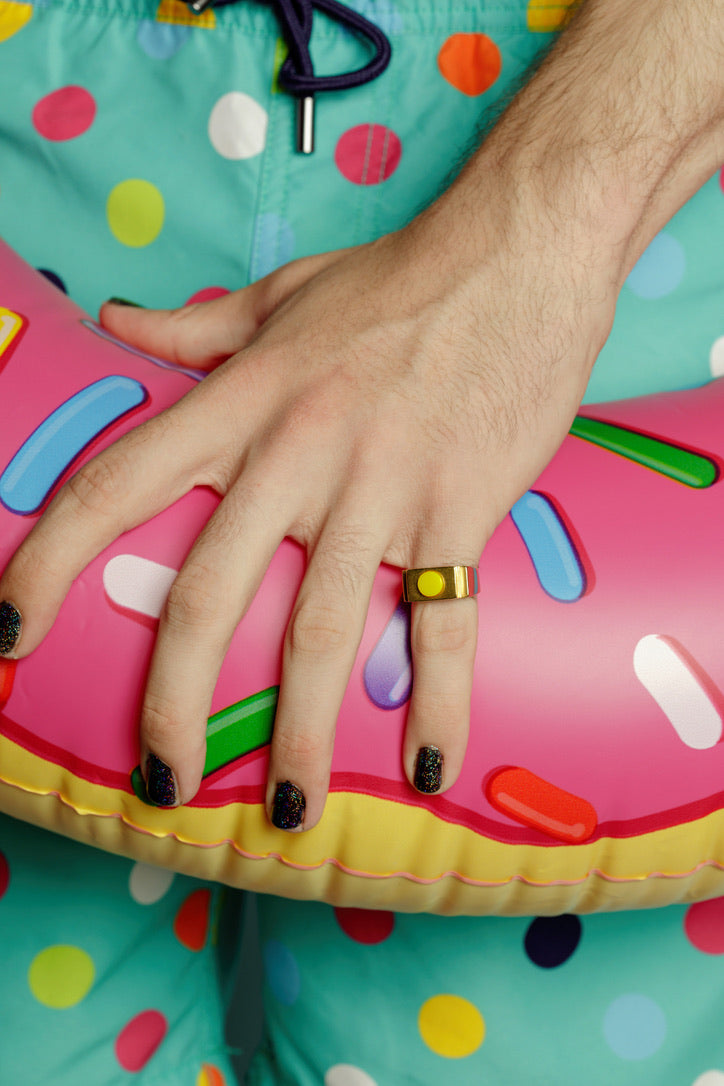 Yellow Circle Ring Gold by Jonathan Johnson