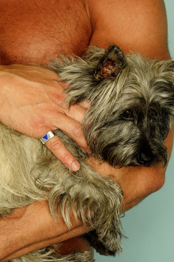 Blue Triangle Ring Silver by Jonathan Johnson