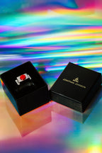 Red Circle Ring Silver by Jonathan Johnson