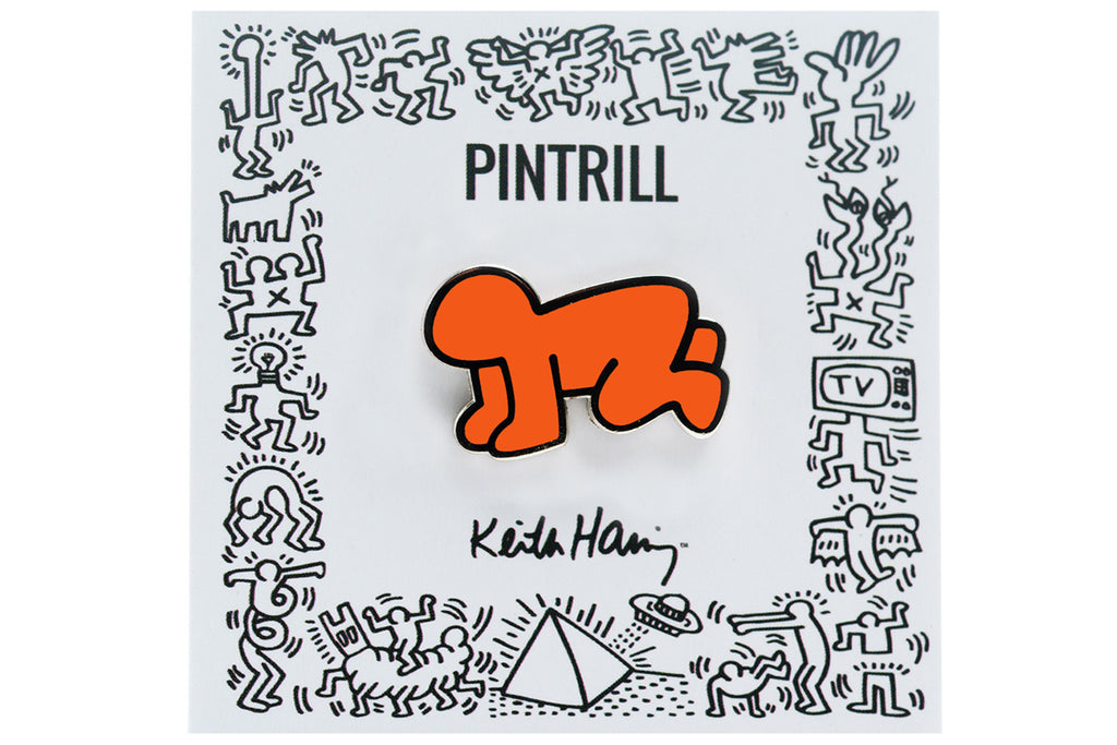 KEITH HARING RADIANT BABY PIN - ORANGE