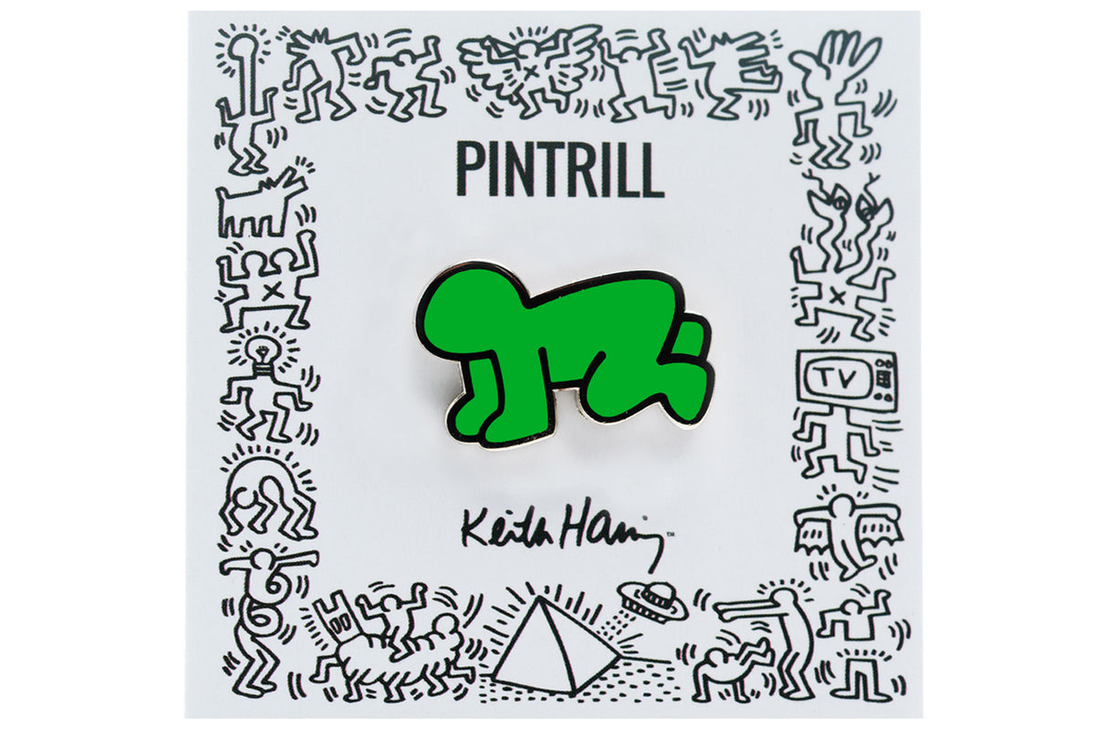 KEITH HARING RADIANT BABY PIN - GREEN