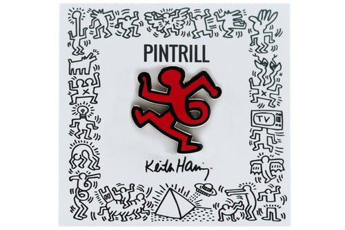 KEITH HARING TWIST MAN PIN - RED