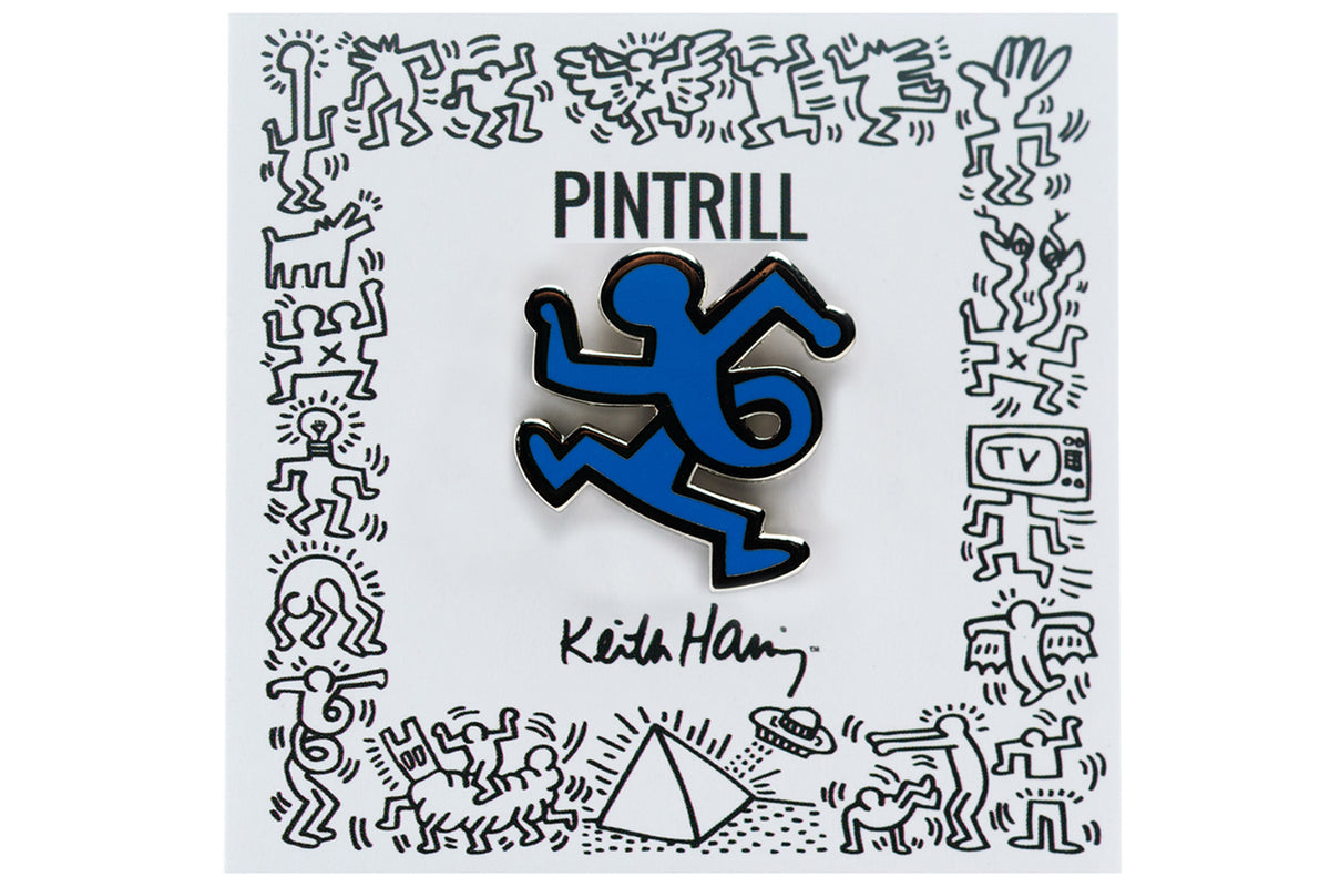 KEITH HARING TWIST MAN PIN - BLUE