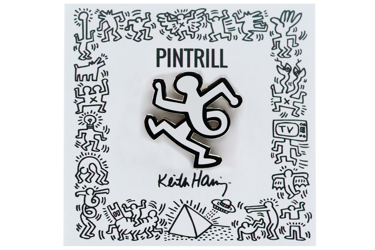 KEITH HARING TWIST MAN PIN - WHITE