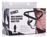 Male Cock Ring Harness with Silicone Anal Plug  by Strict Leather