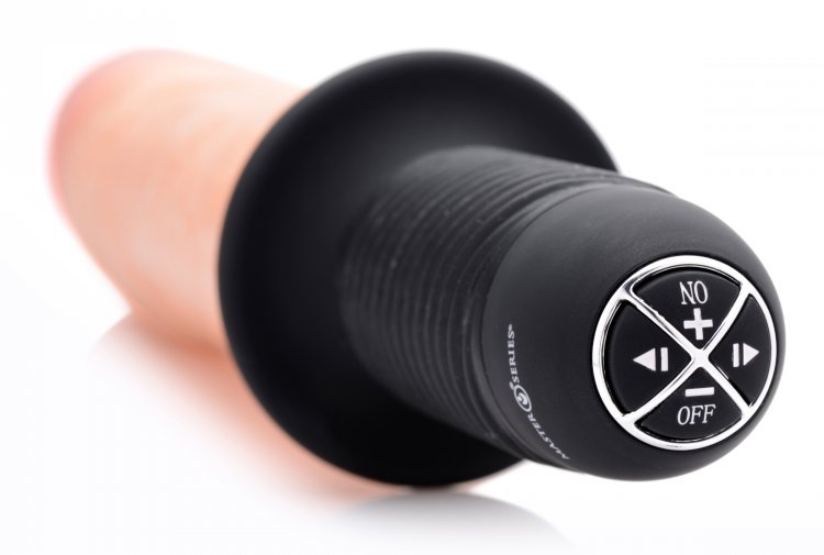 Onslaught 13 Mode XL Vibrating Dildo Thruster by Master Series - FLESH
