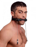 Silicone Bit Gag with Nipple Clamps  by Strict Leather