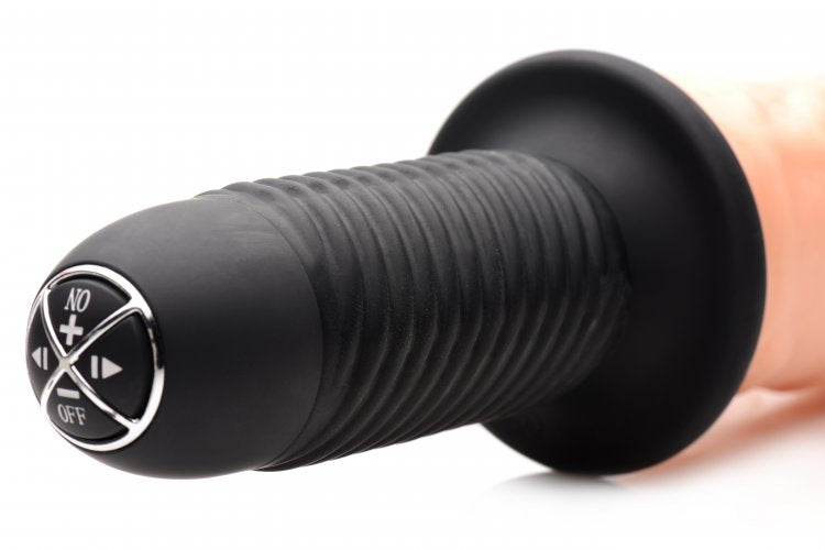 The Curved Dicktator 13 Mode Vibrating Giant Dildo Thruster by Master Series - FLESH