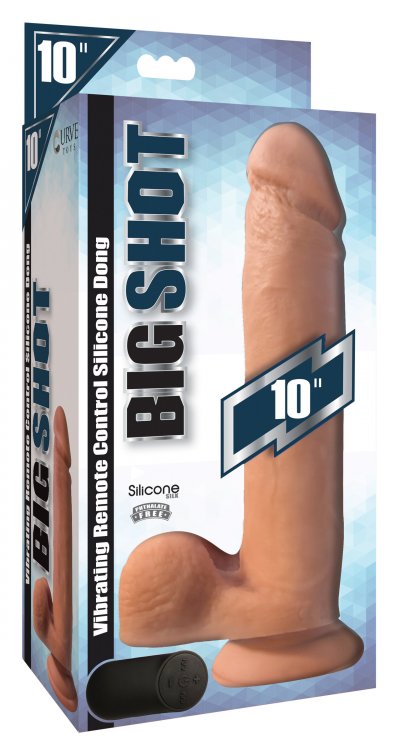 Big Shot Vibrating Silicone Dildo w. Balls - 10 Inch