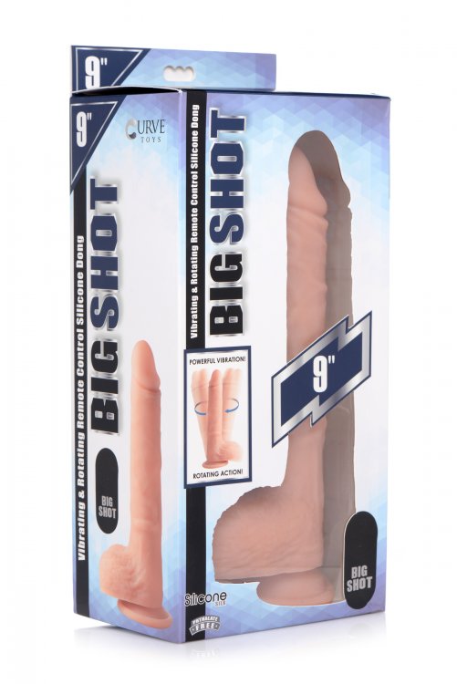 Big Shot Vibrating and Rotating Silicone Dildo w. Balls - 9 Inch