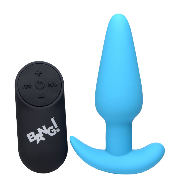 BANG Remote Control 21X Vibrating Silicone Butt Plug - Blue