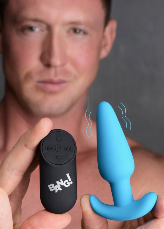 BANG Remote Control 21X Vibrating Silicone Butt Plug - Blue