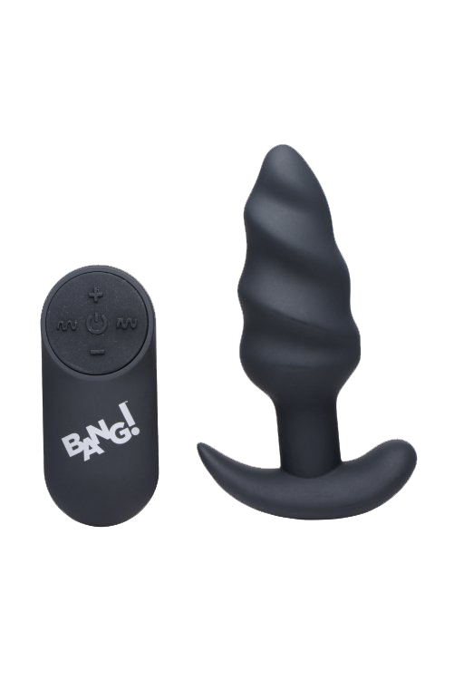 BANG Remote Control 21X Vibrating Silicone Swirl Butt Plug - Black