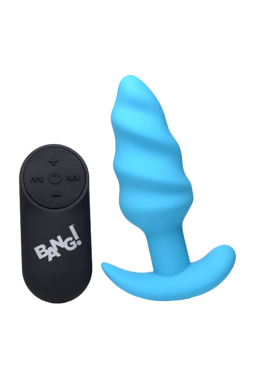 BANG Remote Control 21X Vibrating Silicone Swirl Butt Plug - Blue
