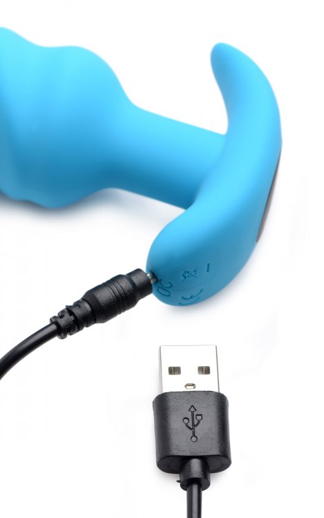 BANG Remote Control 21X Vibrating Silicone Swirl Butt Plug - Blue